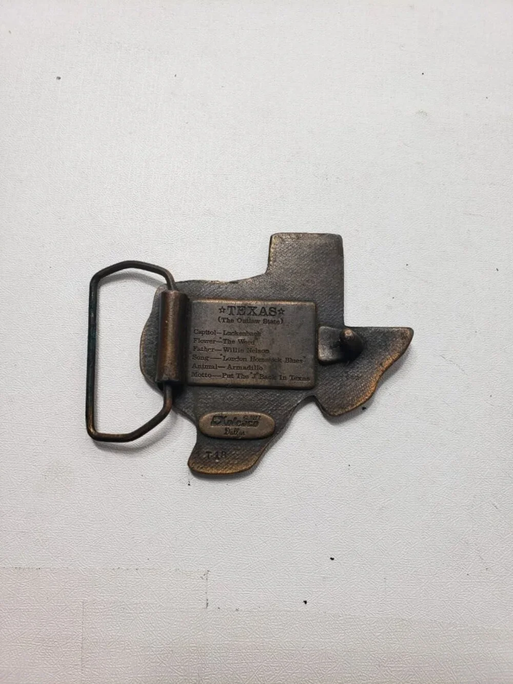 Vintage 1977 Indiana Metal Craft Texas Lone Star State Belt Buckle F-118